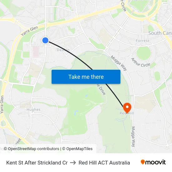 Kent St After Strickland Cr to Red Hill ACT Australia map