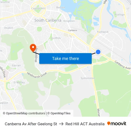 Canberra Av After Geelong St to Red Hill ACT Australia map
