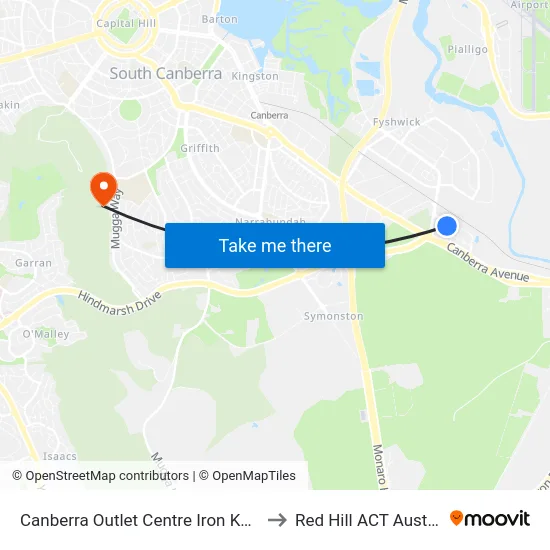 Canberra Outlet Centre Iron Knob St to Red Hill ACT Australia map