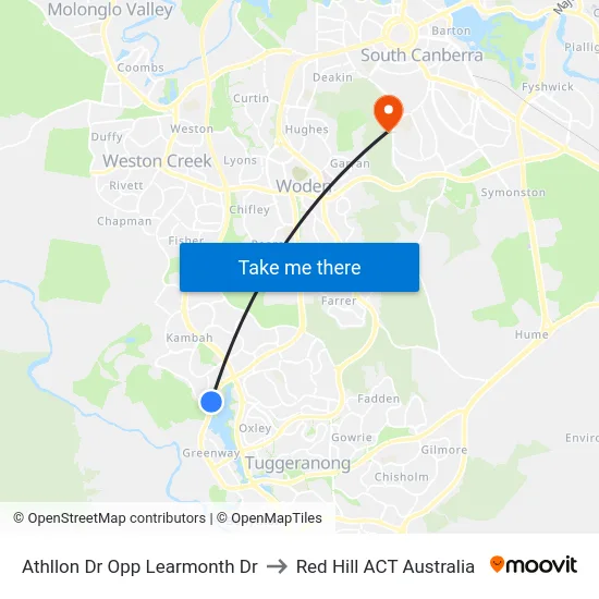 Athllon Dr Opp Learmonth Dr to Red Hill ACT Australia map
