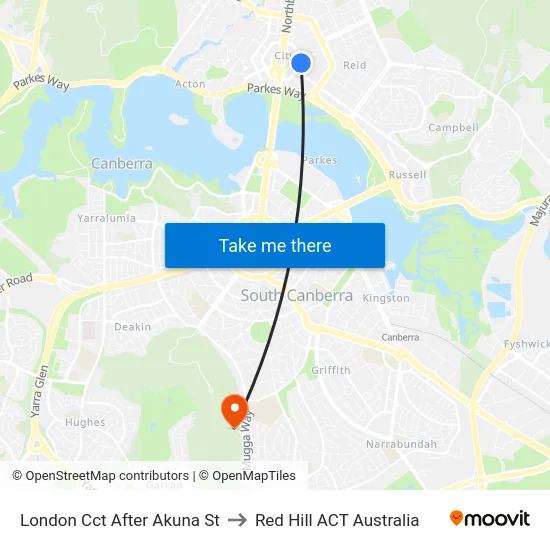 London Cct After Akuna St to Red Hill ACT Australia map
