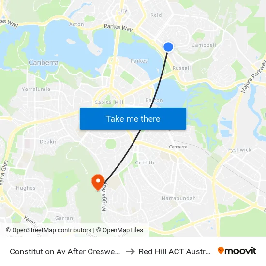 Constitution Av After Creswell St to Red Hill ACT Australia map
