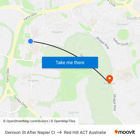 Denison St After Napier Cl to Red Hill ACT Australia map