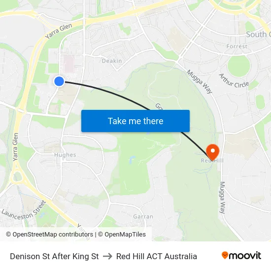 Denison St After King St to Red Hill ACT Australia map
