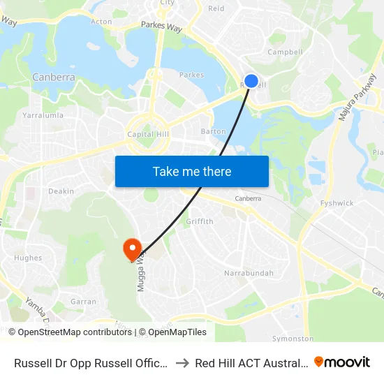 Russell Dr Opp Russell Offices to Red Hill ACT Australia map