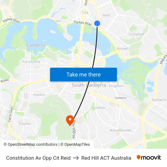 Constitution Av Opp Cit Reid to Red Hill ACT Australia map