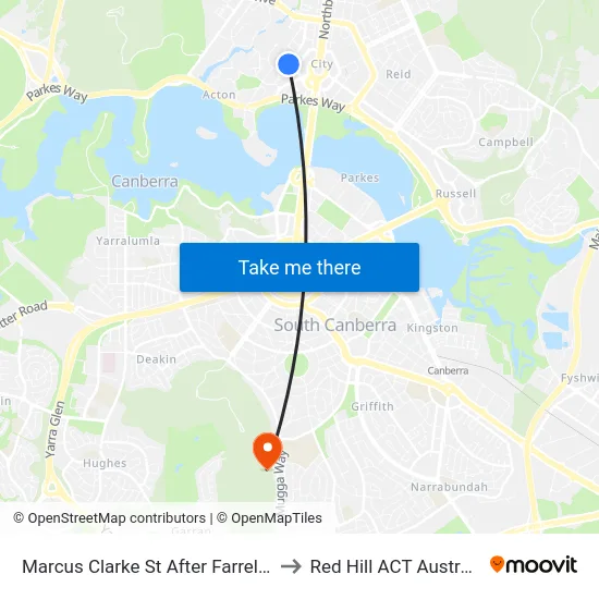 Marcus Clarke St After Farrell Pl to Red Hill ACT Australia map