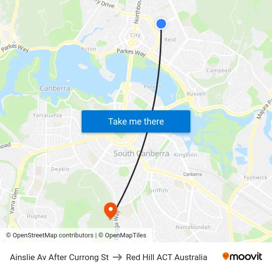 Ainslie Av After Currong St to Red Hill ACT Australia map