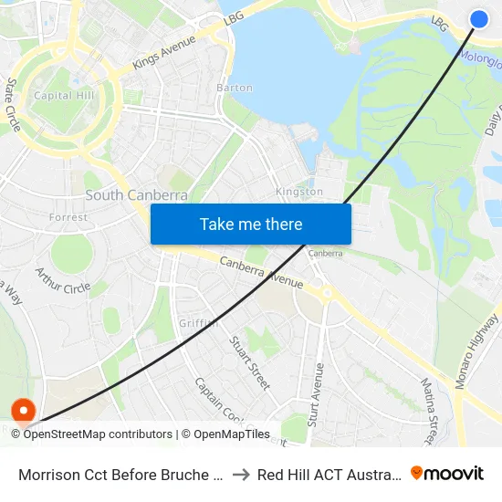 Morrison Cct Before Bruche Rd to Red Hill ACT Australia map