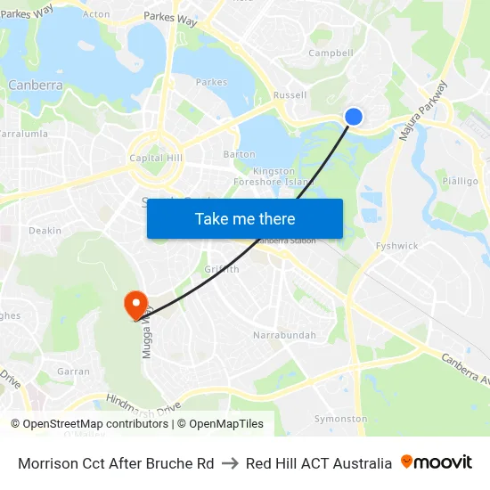 Morrison Cct After Bruche Rd to Red Hill ACT Australia map