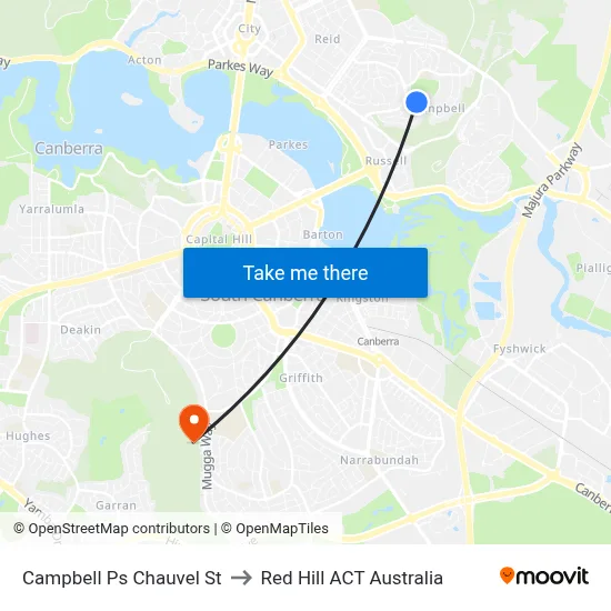 Campbell Ps Chauvel St to Red Hill ACT Australia map