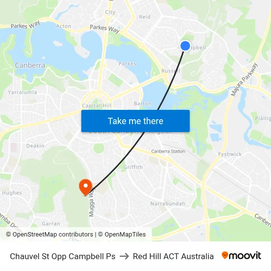 Chauvel St Opp Campbell Ps to Red Hill ACT Australia map