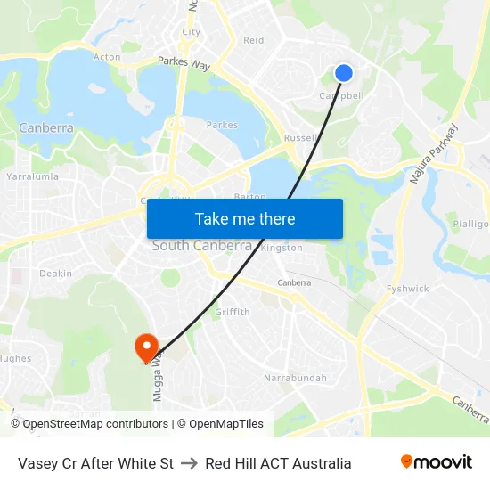 Vasey Cr After White St to Red Hill ACT Australia map