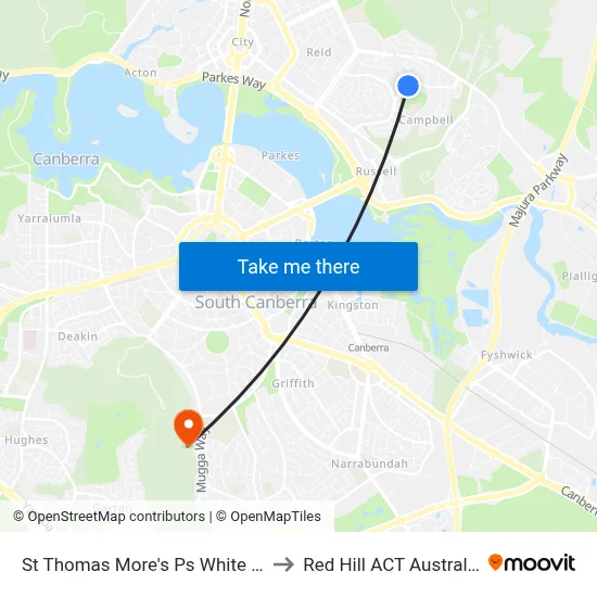St Thomas More's Ps White St to Red Hill ACT Australia map