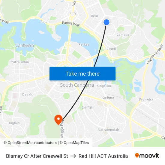 Blamey Cr After Creswell St to Red Hill ACT Australia map