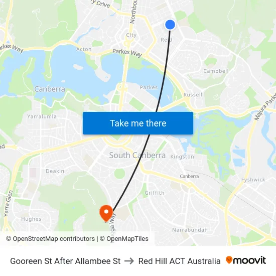 Gooreen St After Allambee St to Red Hill ACT Australia map