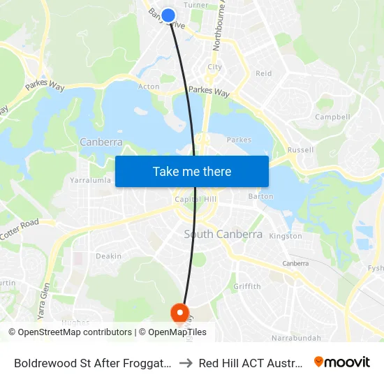Boldrewood St After Froggatt St to Red Hill ACT Australia map