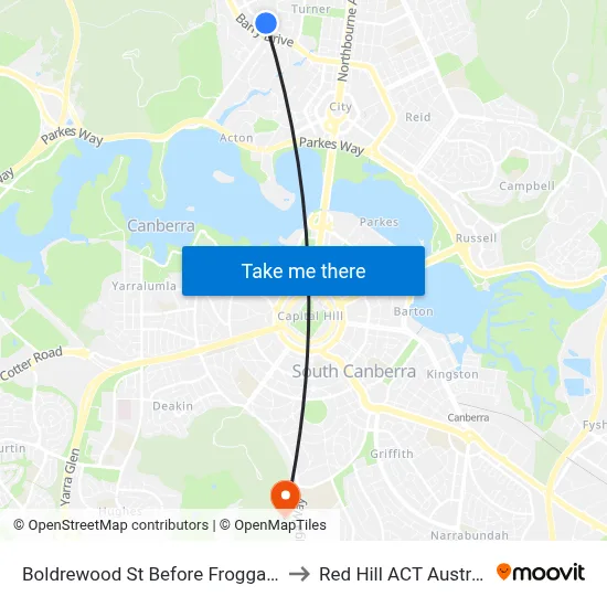 Boldrewood St Before Froggatt St to Red Hill ACT Australia map