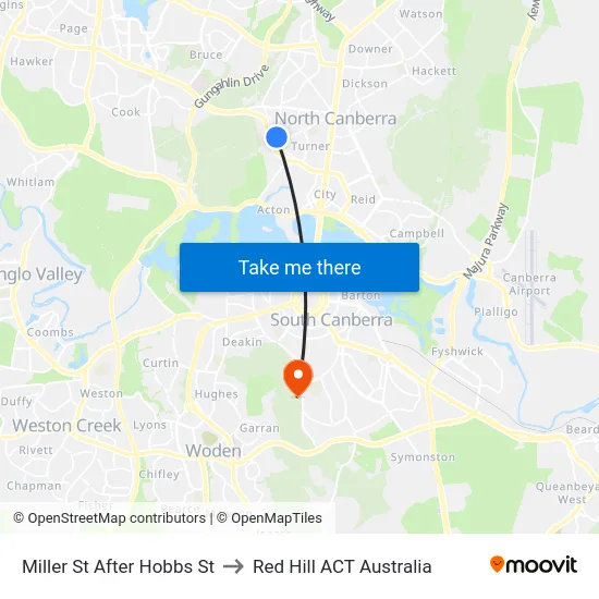 Miller St After Hobbs St to Red Hill ACT Australia map