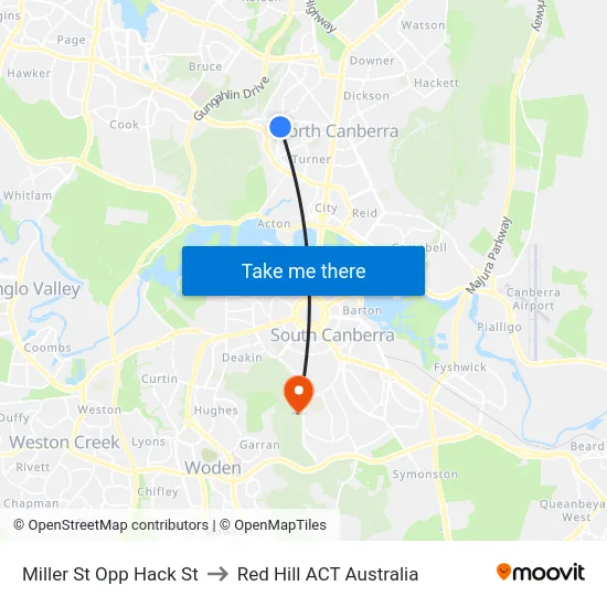 Miller St Opp Hack St to Red Hill ACT Australia map