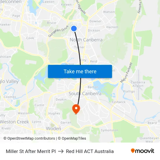 Miller St After Merrit Pl to Red Hill ACT Australia map