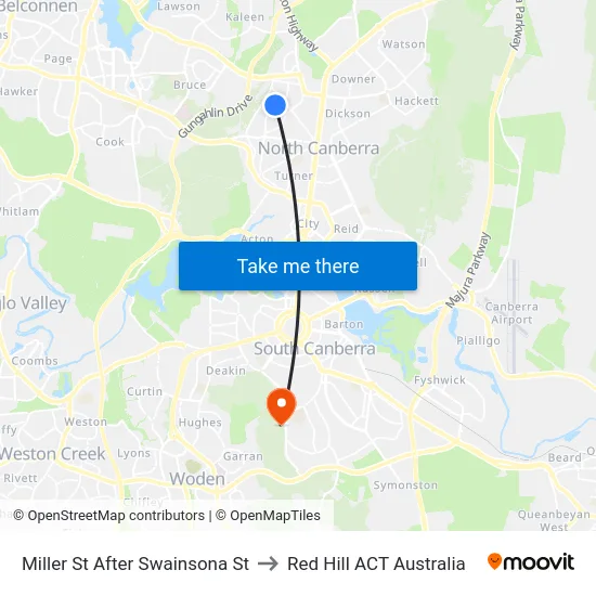 Miller St After Swainsona St to Red Hill ACT Australia map