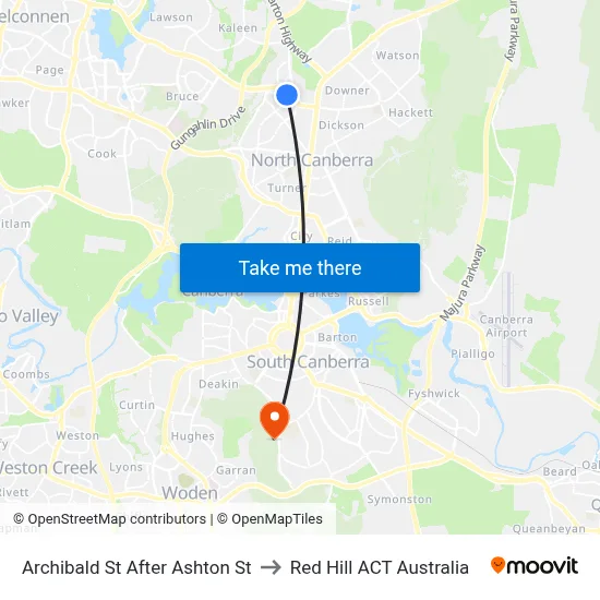 Archibald St After Ashton St to Red Hill ACT Australia map