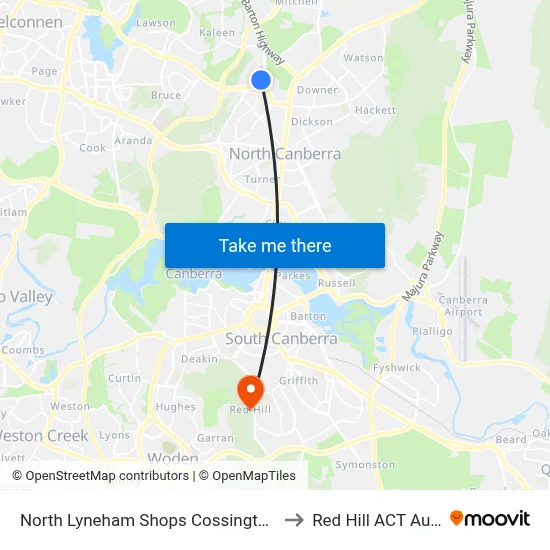 North Lyneham Shops Cossington Smith Cr to Red Hill ACT Australia map