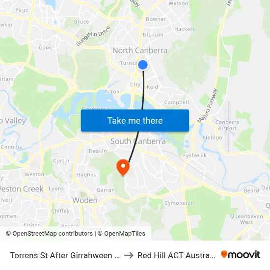 Torrens St After Girrahween St to Red Hill ACT Australia map