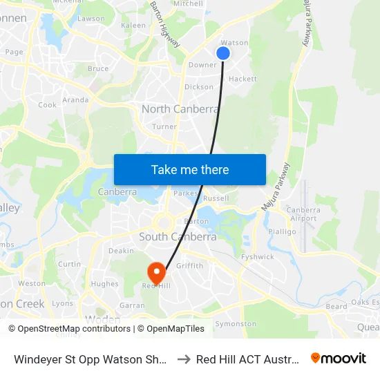 Windeyer St Opp Watson Shops to Red Hill ACT Australia map