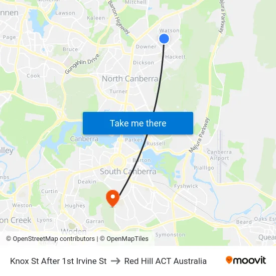 Knox St After 1st Irvine St to Red Hill ACT Australia map
