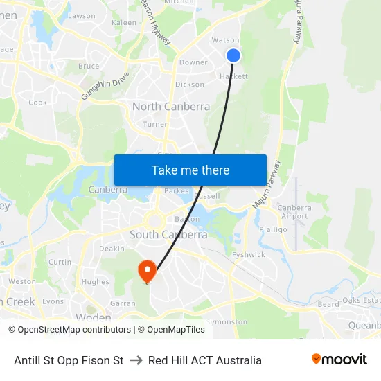 Antill St Opp Fison St to Red Hill ACT Australia map