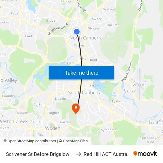Scrivener St Before Brigalow St to Red Hill ACT Australia map