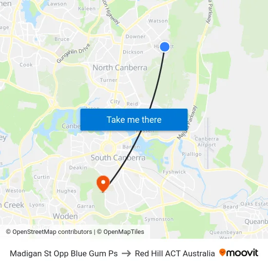 Madigan St Opp Blue Gum Ps to Red Hill ACT Australia map