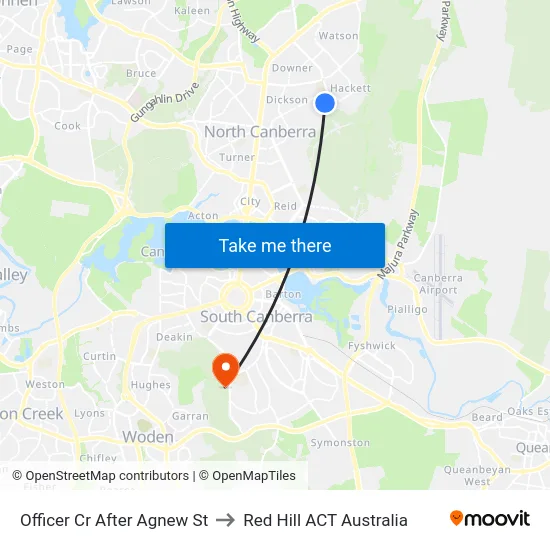 Officer Cr After Agnew St to Red Hill ACT Australia map