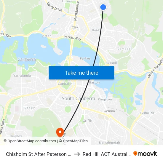Chisholm St After Paterson St to Red Hill ACT Australia map