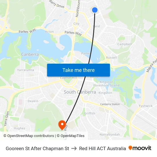 Gooreen St After Chapman St to Red Hill ACT Australia map