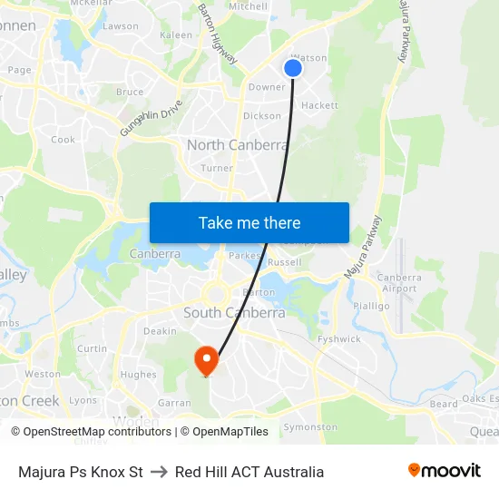 Majura Ps Knox St to Red Hill ACT Australia map