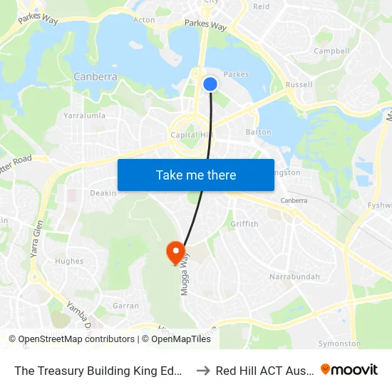 The Treasury Building King Edward Tce to Red Hill ACT Australia map