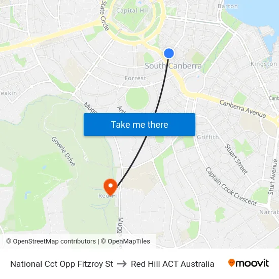 National Cct Opp Fitzroy St to Red Hill ACT Australia map