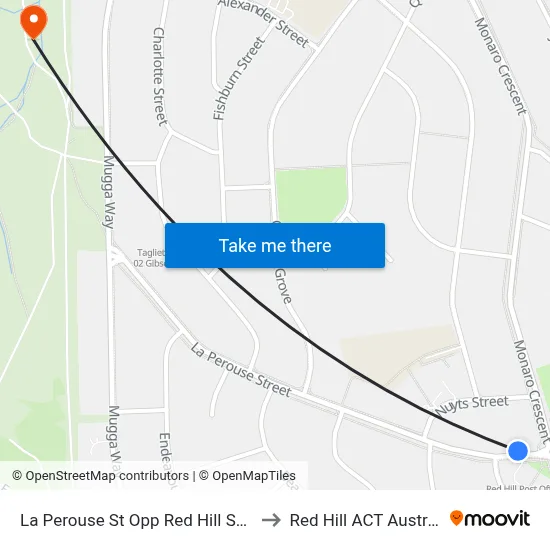 La Perouse St Opp Red Hill Shops to Red Hill ACT Australia map