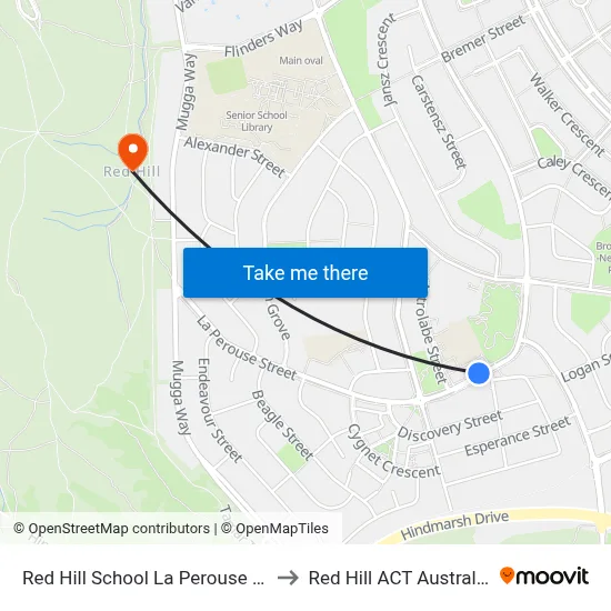 Red Hill School La Perouse St to Red Hill ACT Australia map