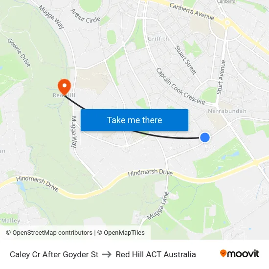 Caley Cr After Goyder St to Red Hill ACT Australia map