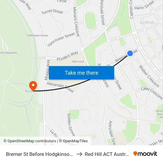 Bremer St Before Hodgkinson St to Red Hill ACT Australia map