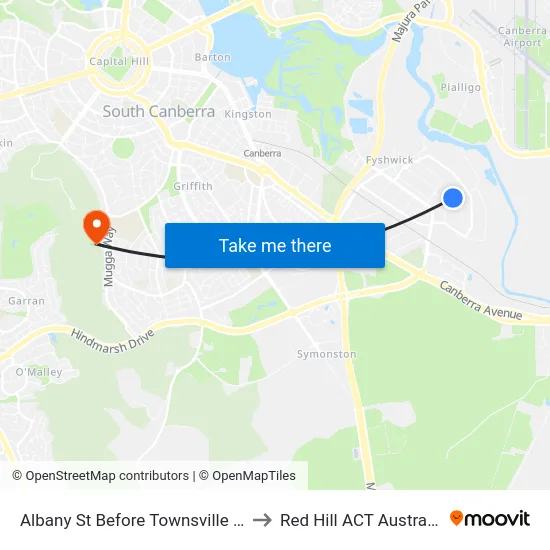 Albany St Before Townsville St to Red Hill ACT Australia map