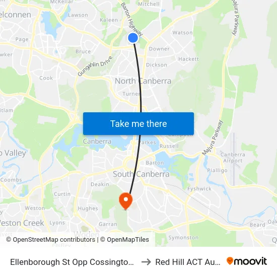 Ellenborough St Opp Cossington Smith St to Red Hill ACT Australia map