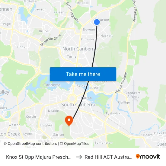 Knox St Opp Majura Preschool to Red Hill ACT Australia map