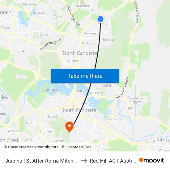 Aspinall St After Roma Mitchell Cr to Red Hill ACT Australia map