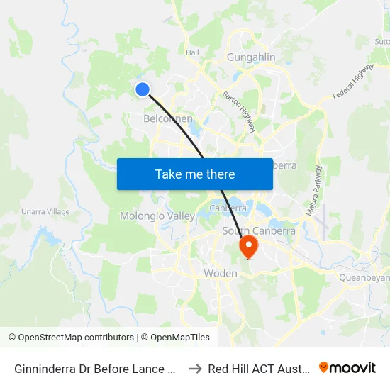 Ginninderra Dr Before Lance Hill Av to Red Hill ACT Australia map