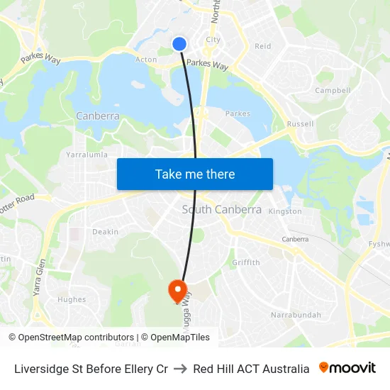Liversidge St Before Ellery Cr to Red Hill ACT Australia map